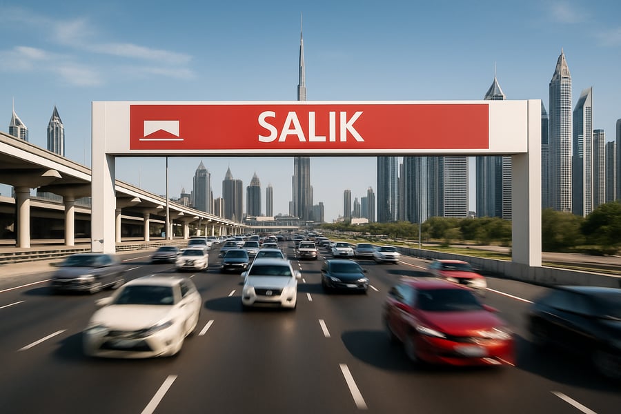 Dubai toll road with fast-moving traffic